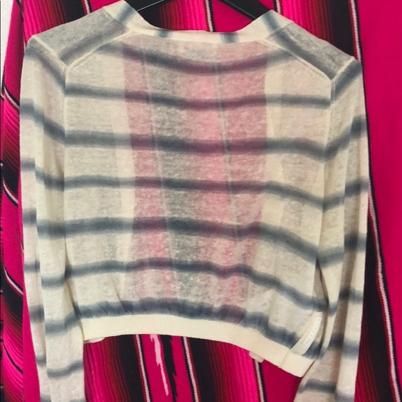 Prada white cropped sweater with blue stripes